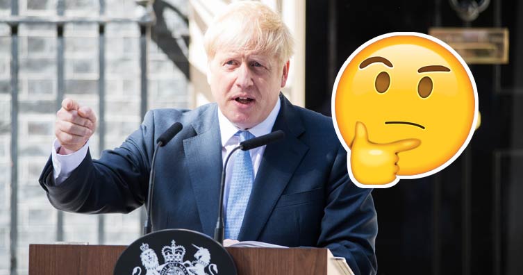 Boris Johnson with thinking face emoji