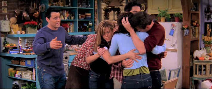 Friends characters hugging