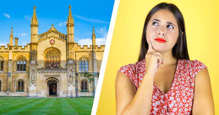 oxford university and woman thinking