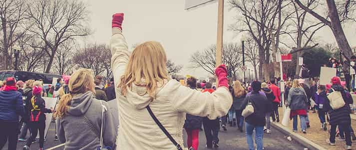 protestors marching