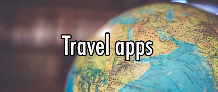 Travel apps on globe